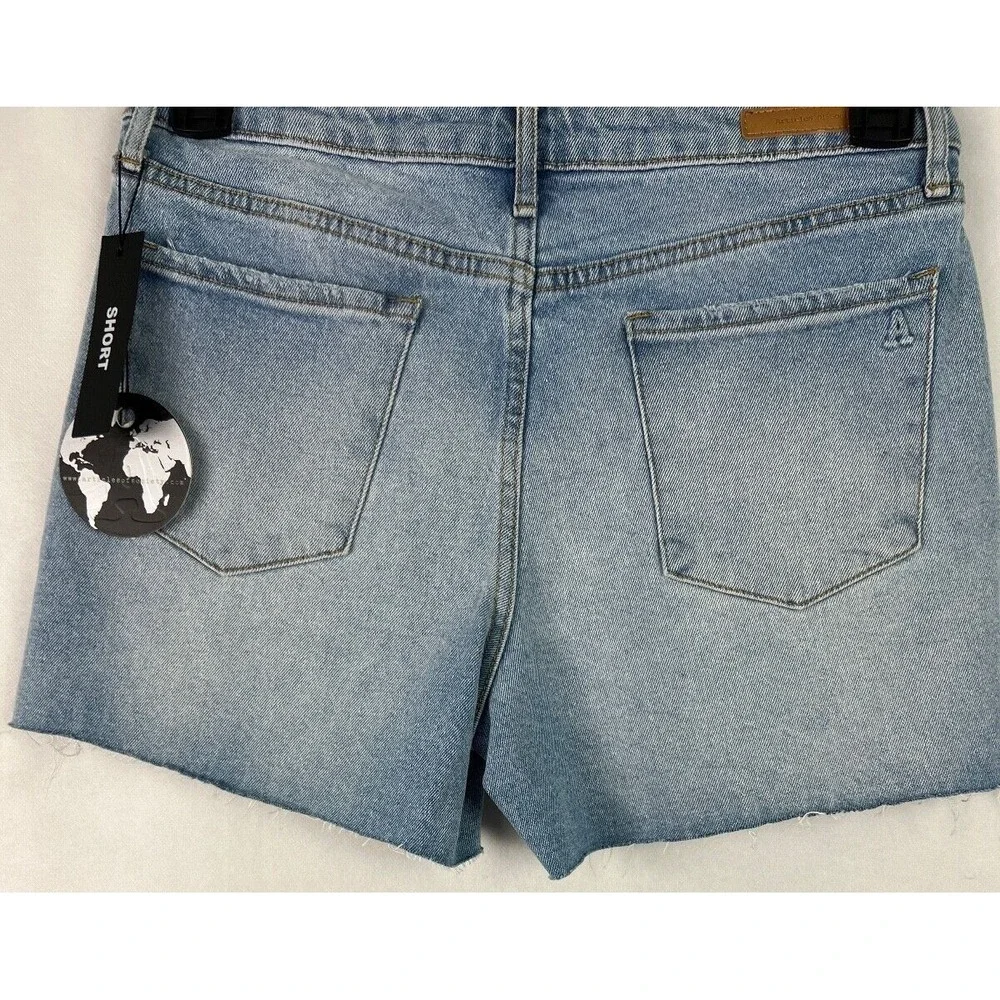 Articles of Society Denim Short Women 28 Blue High Rise Raw Hem Stretch Jean D03